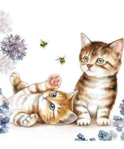 amb 13312885 cats and bees napkins 33x33 cm