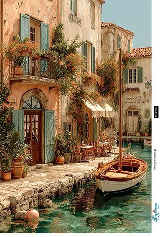 Ριζόχαρτο decoupage, Καίκι στο νησί, 30x42εκ