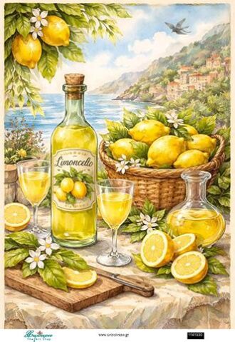 Ριζόχαρτο για Decoupage, Παράσταση με λεμόνια, 30x40εκ