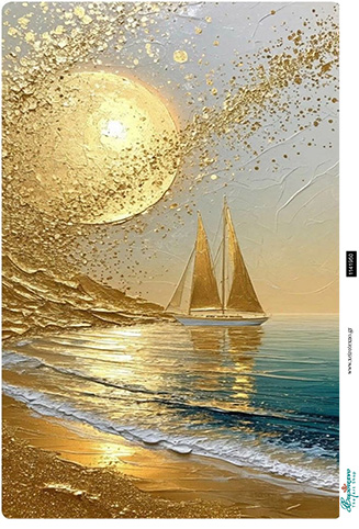 Ριζόχαρτο για decoupage, Βάρκες με χρυσό, 30x42εκ