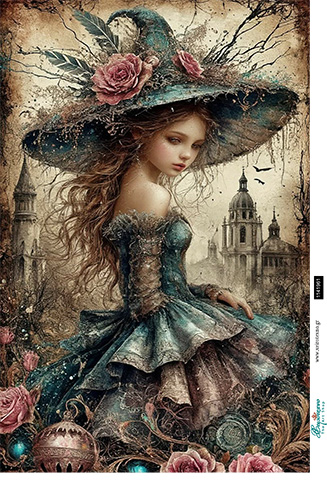 Ριζόχαρτο για decoupage, Steampunk romantic girl, 30x42εκ