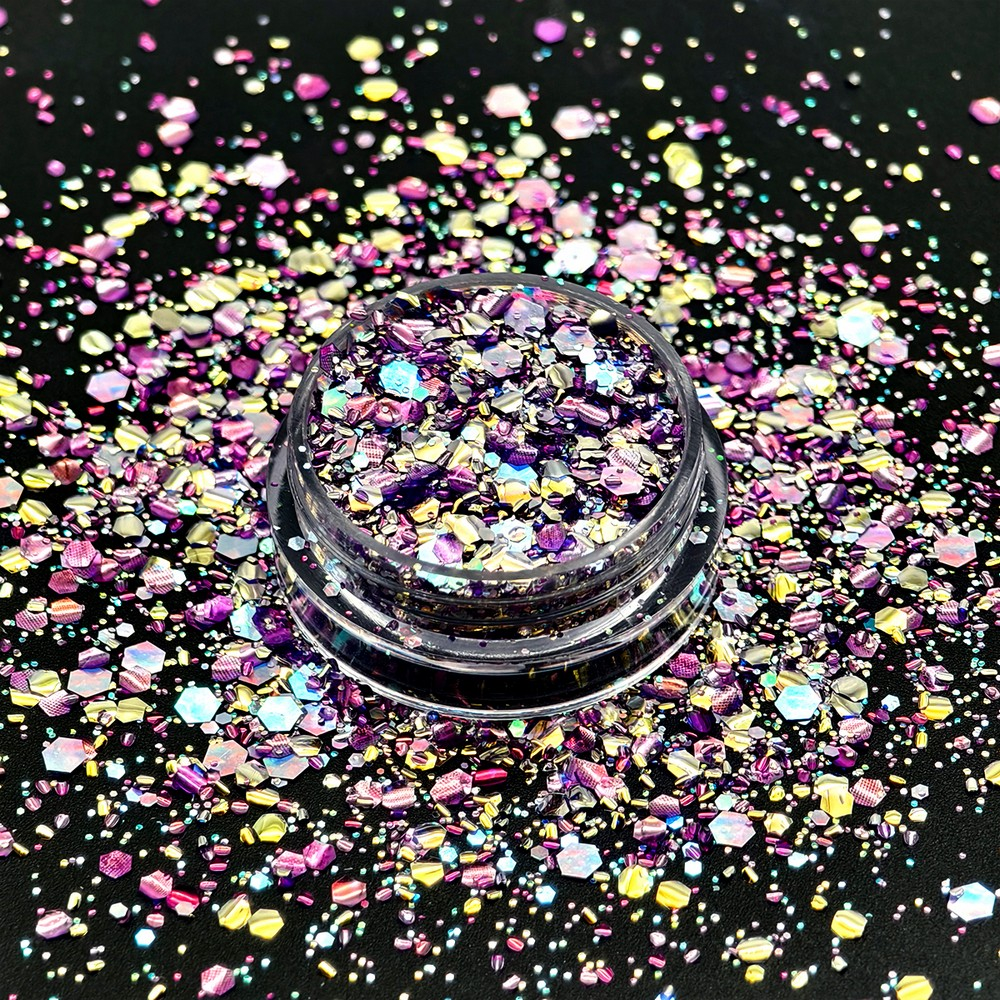 Chunky glitter 20gr, χρυσό-μωβ mix