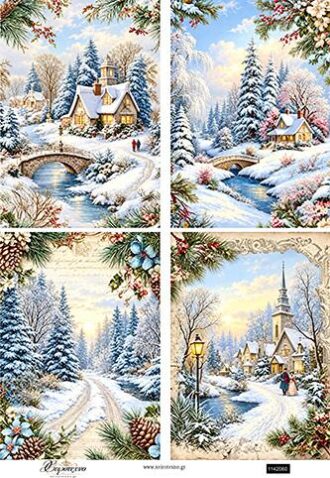 Ριζόχαρτο για decoupage, Χριστουγεννιάτικα τοπία, 30x42εκ